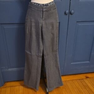 Prana Wide Leg Low Rise Cotton Pants in Charcoal Gray Sz 4